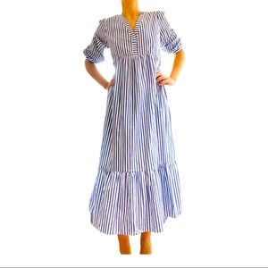 Beautiful cotton summer maxi dress. Blue and white stripes. Size S